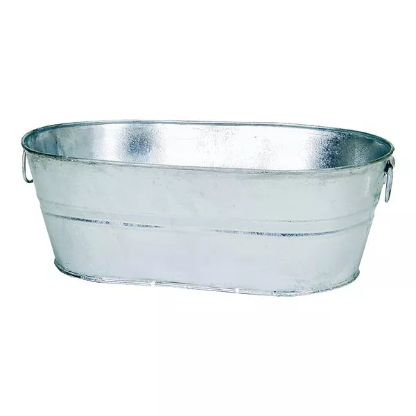 0-0V Wash Tub, 5.5 gal, Steel, Silver, Textured