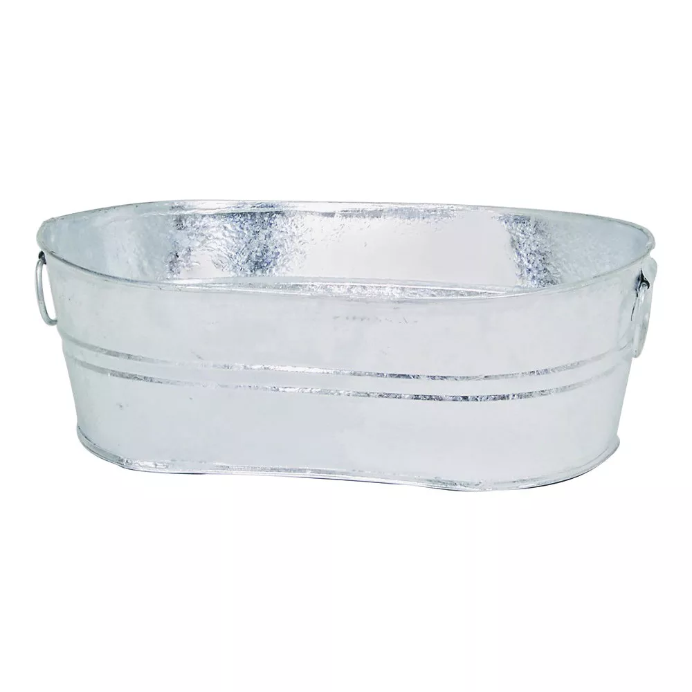 00-0V Wash Tub, 4 gal, Steel, Silver, Textured