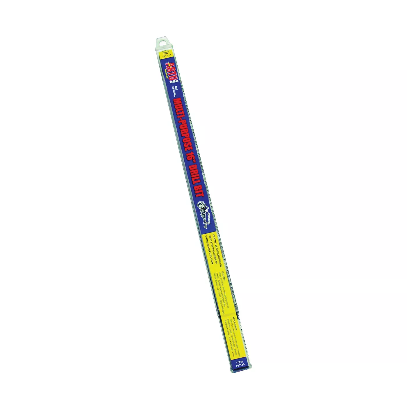 01185 Jobber Drill Bit, 7/8 in Dia, 16 in OAL, Parabolic Flute, 1/2 in Dia Shank, Reduced Shank