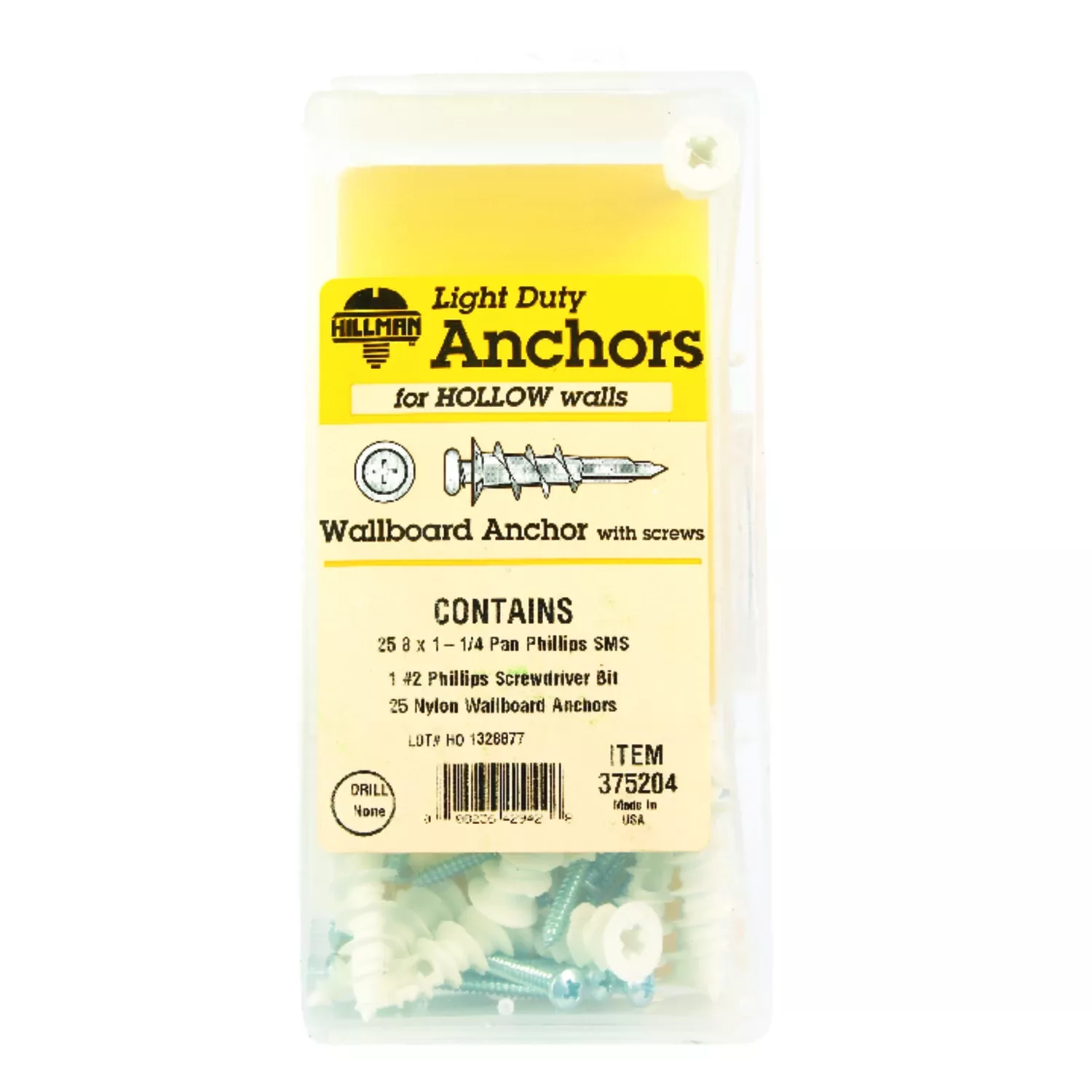 .164 In. D X 1-1/4 In. L Nylon Pan Head Wallboard Anchor Kit 51 Pc