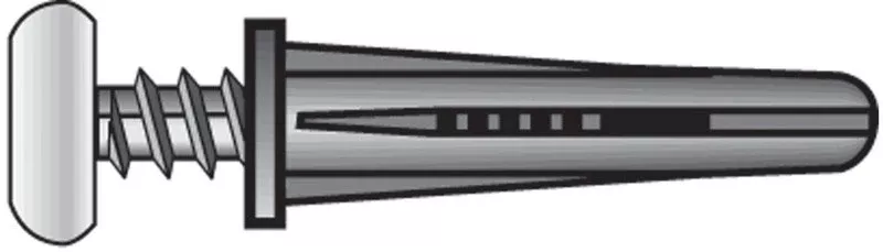 .190 In. D X 1 In. L Plastic Flat Head Conical Anchor 4 Pk