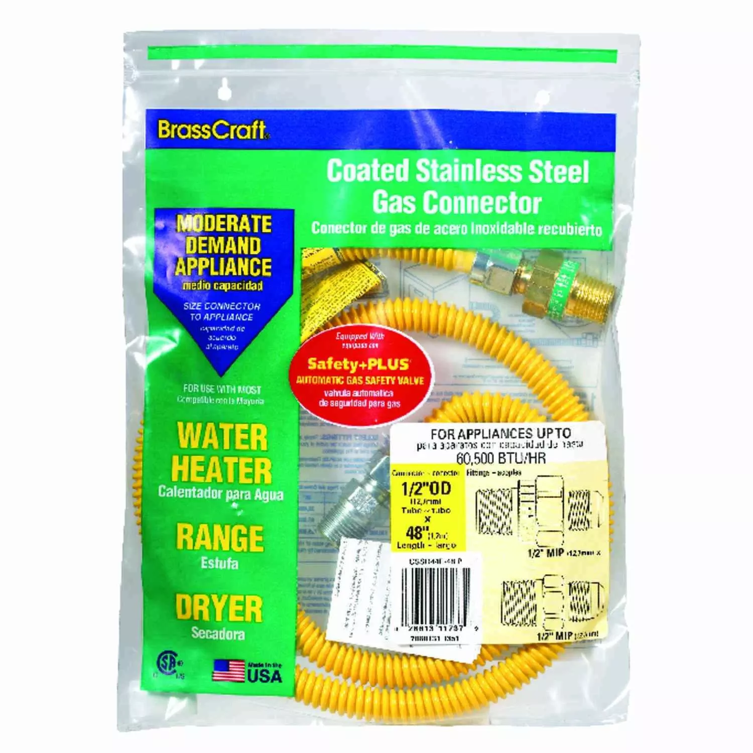 CONNECTOR GAS CSS SS 1/2MIP 48