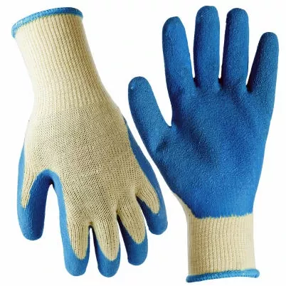 Work Gloves, Latex Coated Palm, Blue, L