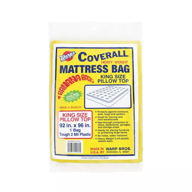 Yellow King Plastic Pillow‑Top Mattress Storage Bag