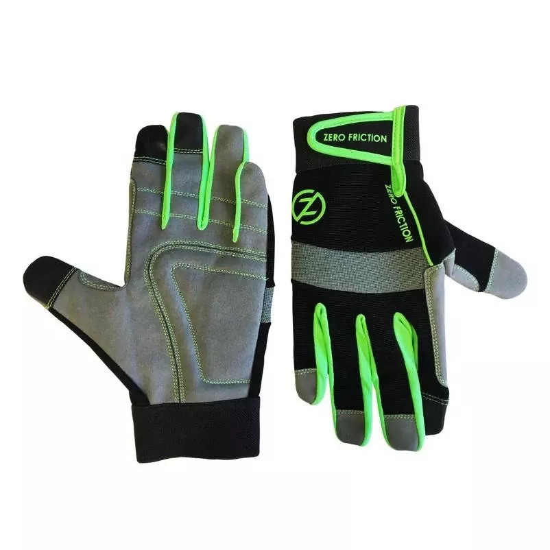 Zero Friction Green One‑Size Nylon/Polyurethane Work Gloves – Reinforced Palm & Knuckle Guard
