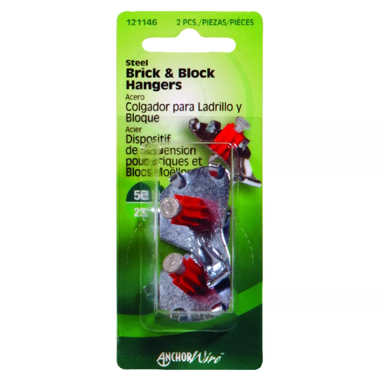 Zinc Brick Picture Hanger 50 Lb 2 Pk